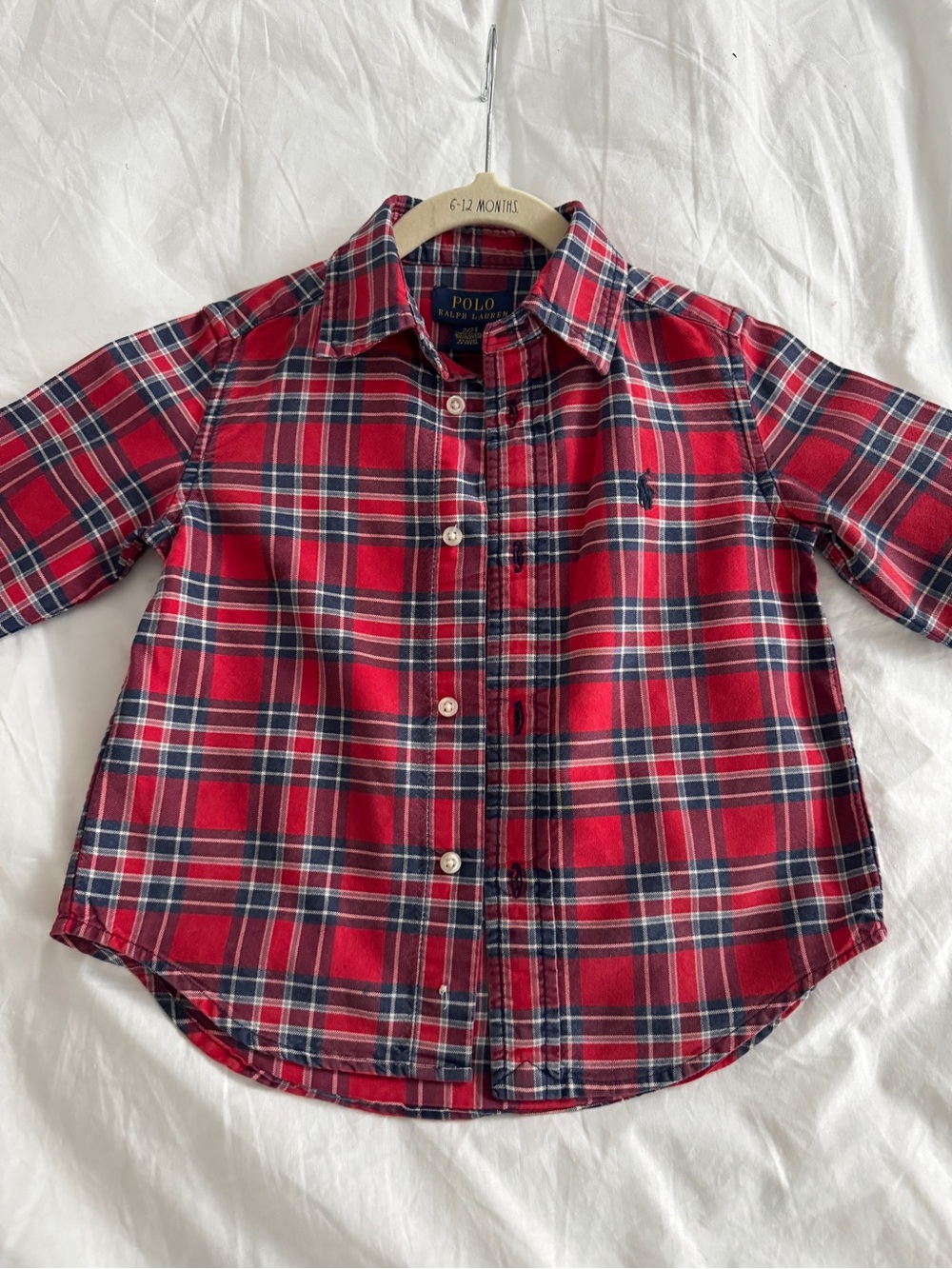 Polo by Ralph Lauren Red Navy Plaid Button-Down Shirt for Kids
